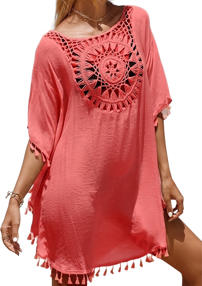 Currero Zomerjurk Dames Zomerjurken Volwassenen Vrouwen Midi Jurk Ibiza Stijl Sundress Dress Watermeloenrood