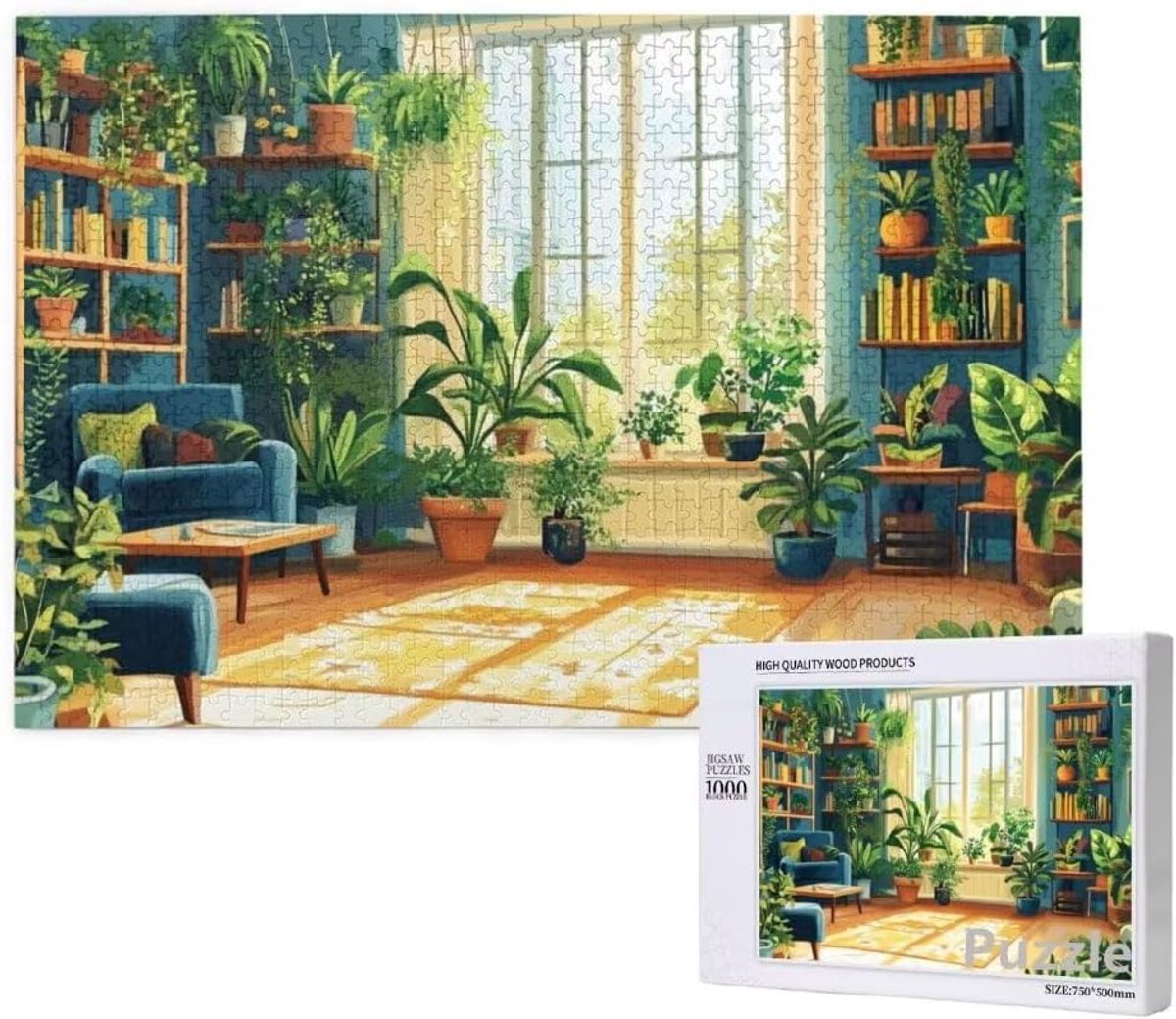 Legpuzzel 3000 stukjes - Grote puzzel - Ontspanning thuis - Uniek gesneden stukjes - 122 x 81 cm - Boekenkast