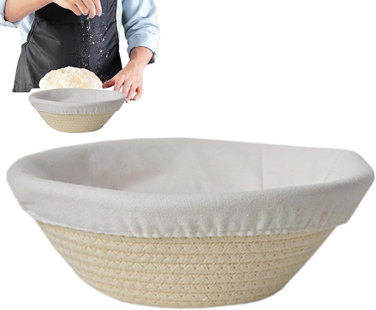 Brood Testmand - Zuurdesem Mand - Brood Bakken - Handgemaakt Katoen - Medium Rond - Khaki