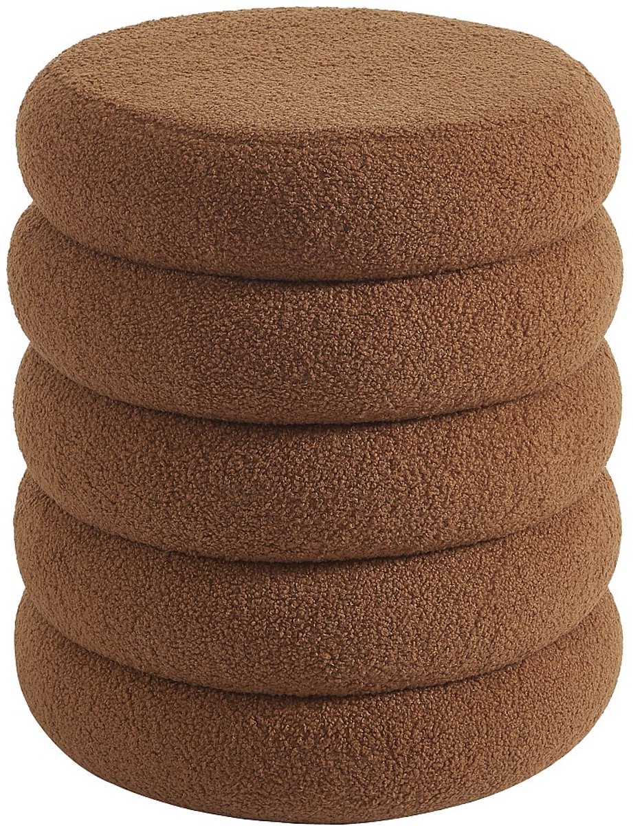 Vente-unique Poef in terracotta bouclé ECAMBI