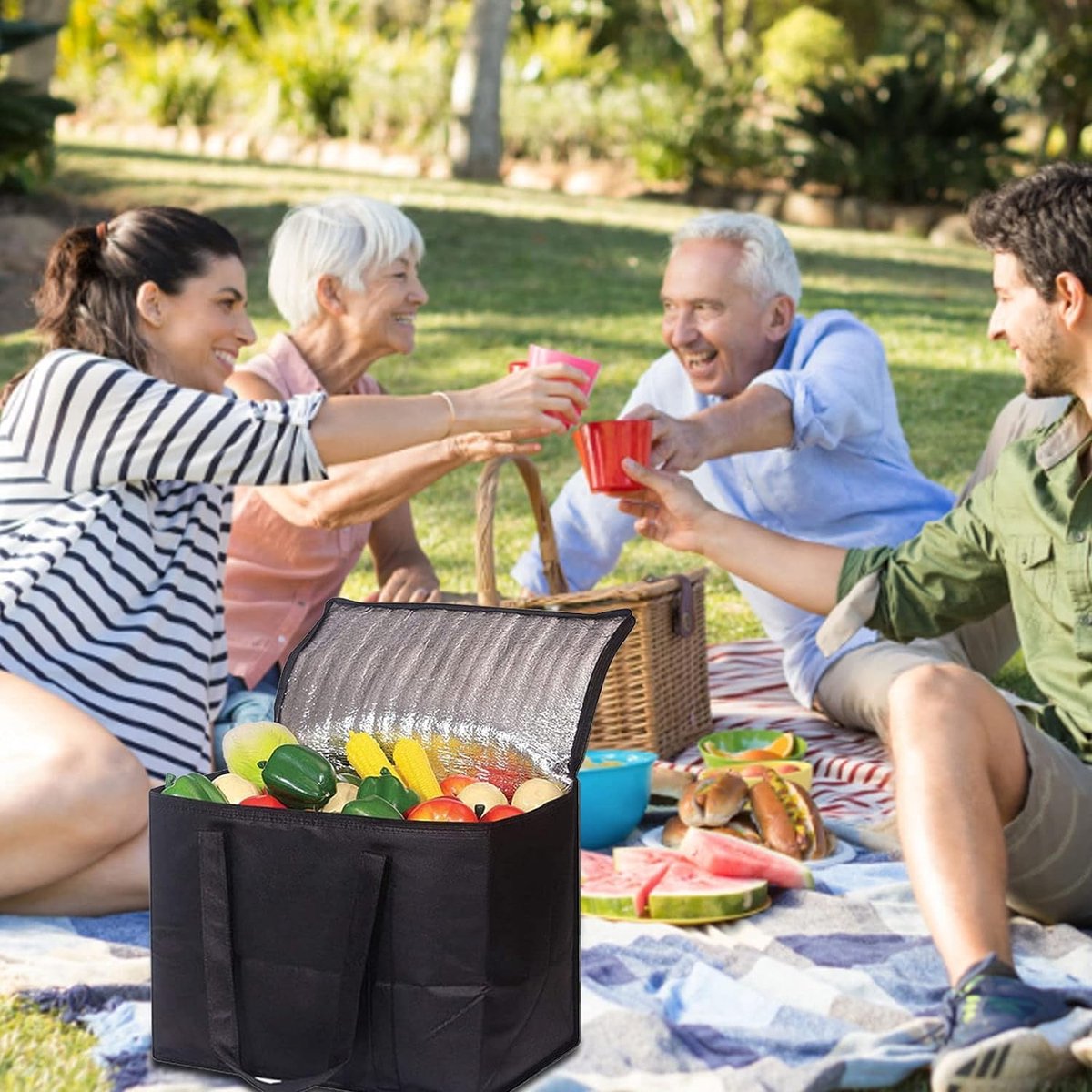 Koeltas - Zwart - Hoogwaardige Aluminium Folie - Waterdicht Oxford-Nylon - Voor Outdoor en Picknick