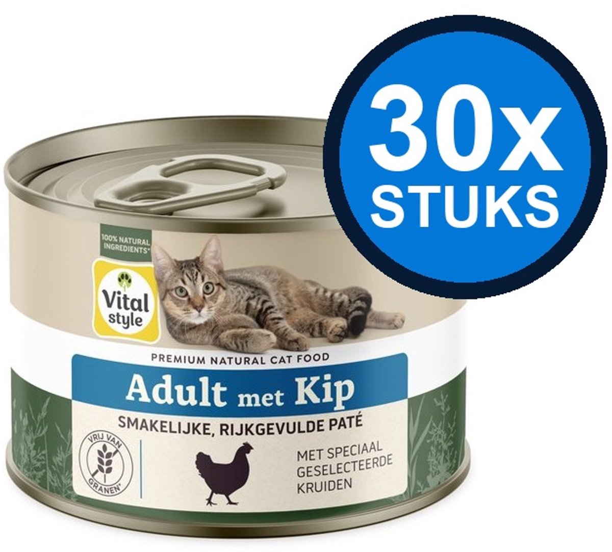 VITALstyle VITALstyle Adult met Kip - Kattenvoer Natvoer Blik - 200g