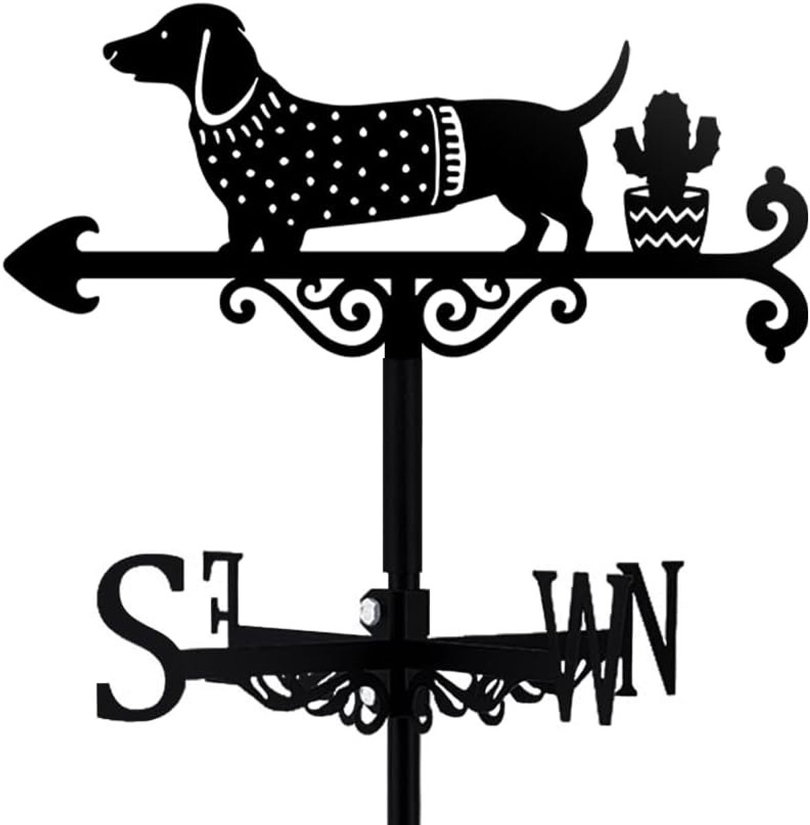 Weervlag voor honden in zwart metaal - Duurzame windvaan voor tuin, boerderij en buitengebruik, ideaal voor dierenliefhebbers