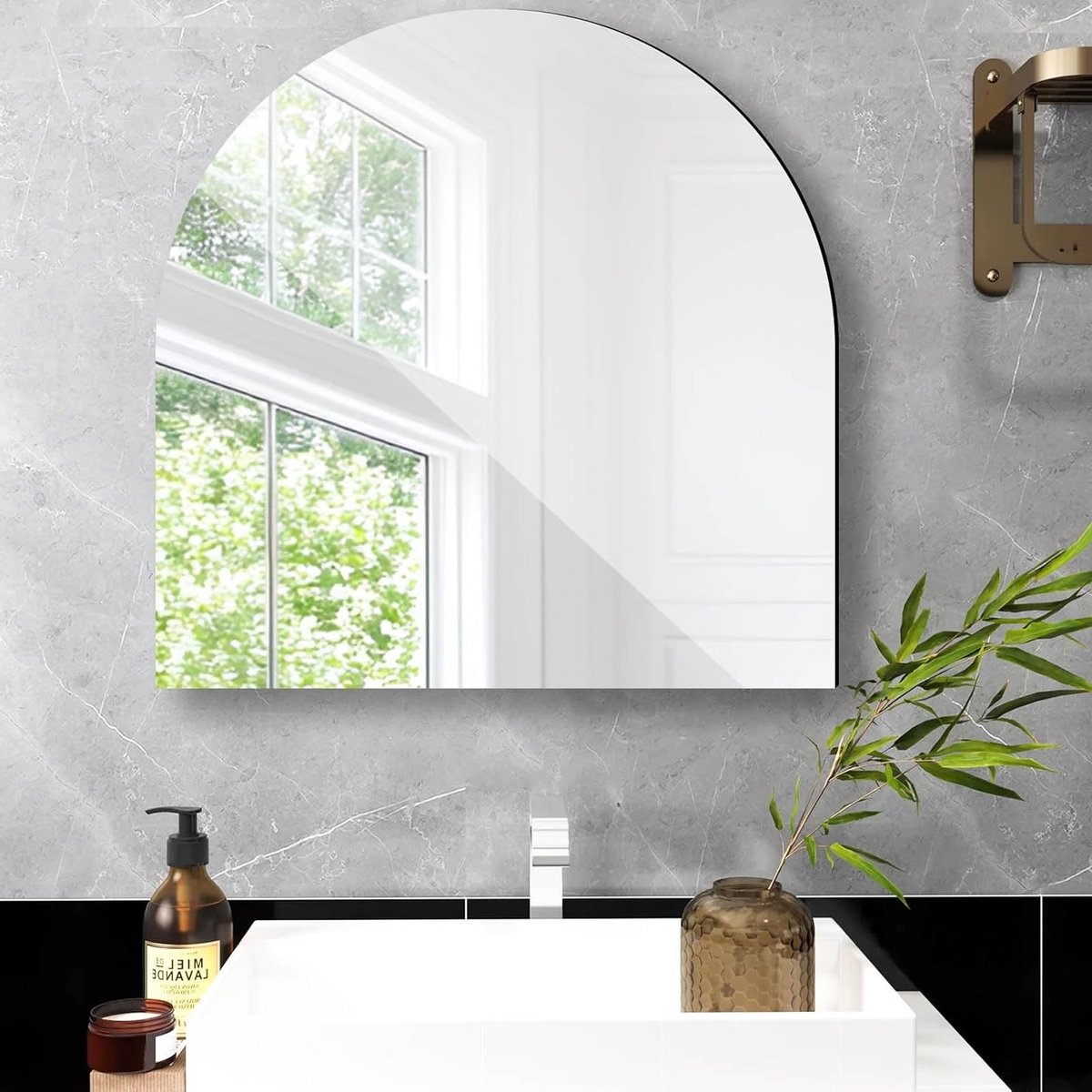 Stijlvolle 50cm Wandspiegel van Glas, Zelfklevende Spiegel voor Interieurdecoratie en Verlichting