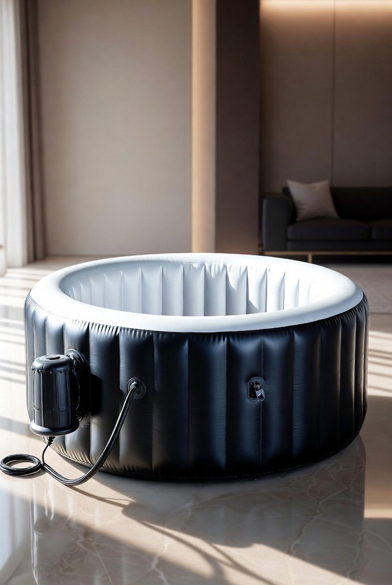 NordicRelax Premium Opblaasbare Jacuzzi voor 4 Personen met 130 AirJets, Automatische Temperatuurregeling, Thermische Afdekking, Isolatiemat en Filtersysteem 180 x 180 x 65 cm - Medahomestore