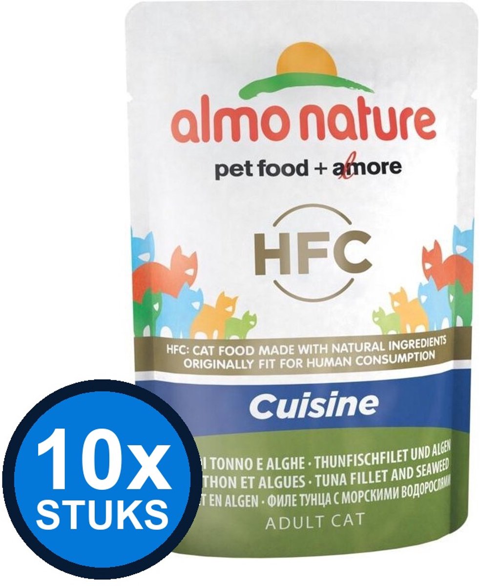 10x Almo Nature HFC - Tonijnfilet & Algen - Kattenvoer Maaltijdzakje - 55g