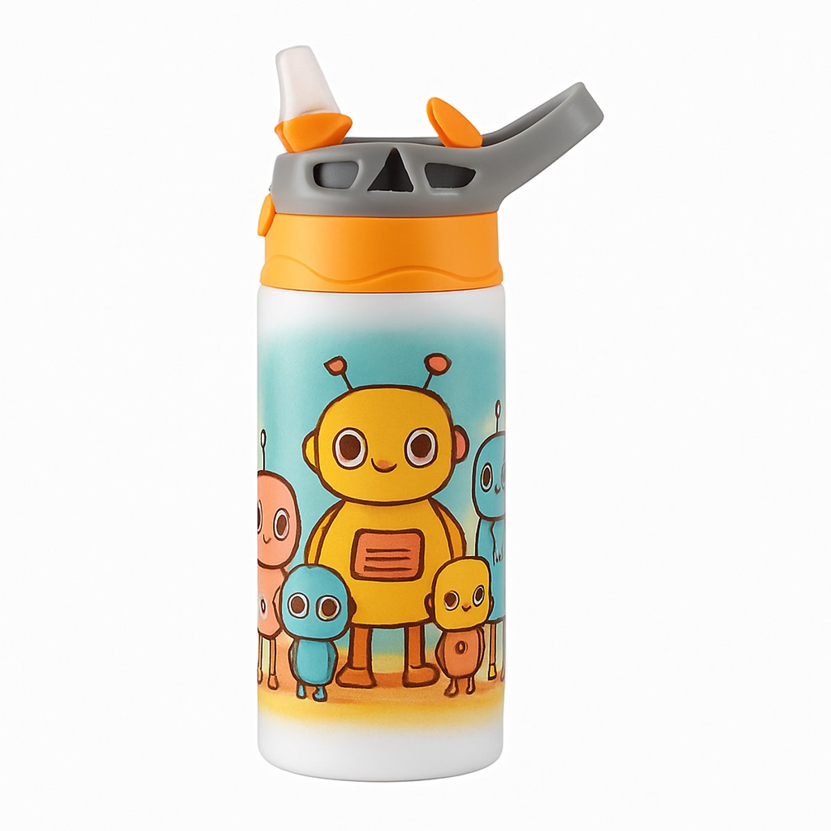Minimalistische Drinkfles – Stijlvolle Waterfles voor Liefhebbers van Strak Design - Waterfles voor kinderen (wit/oranje)
