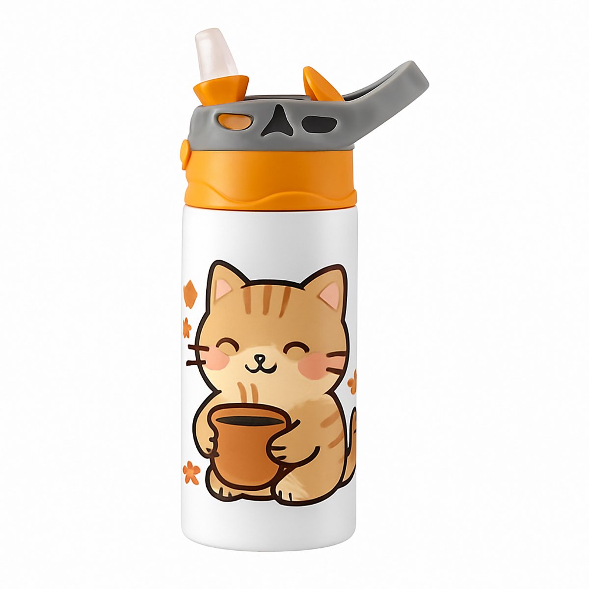 Zachte Pastel 'il_1140xN.8155609628_rr02' Drinkfles – Stijlvolle Hydratatie voor Pastel Fans en Design Liefhebbers - Waterfles voor kinderen (wit/oranje)