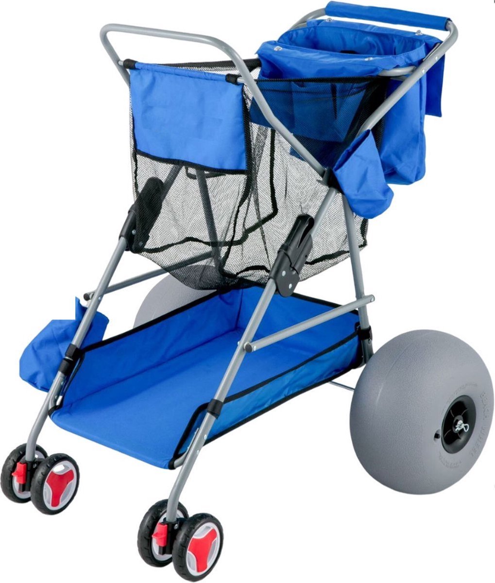 Bolderwagen Blauw - Opvouwbaar, Strandkar en Inclusief luchtbanden en pomp - Voor Dagelijks Gebruik, Thuis en Professioneel Gebruik
