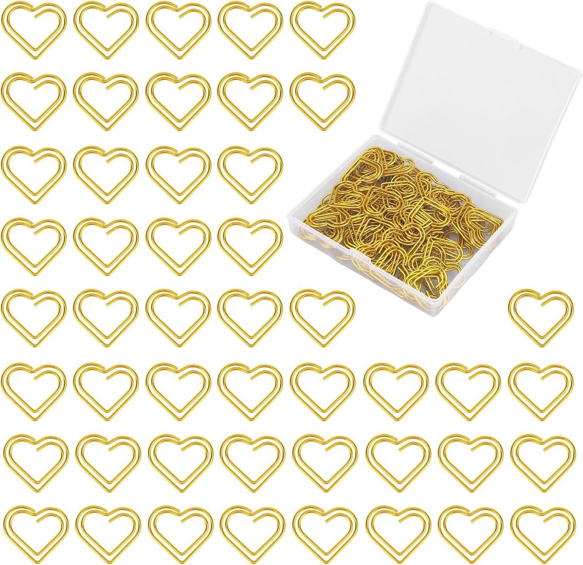 100 Stuks Gouden Hartvormige Paperclips, Schattige Decoratieve Paperclips voor Thuis, Kantoor en School, Perfect voor Organiseren van Notities en Documenten, Bruiloft Decoratie en Creatieve Klussen