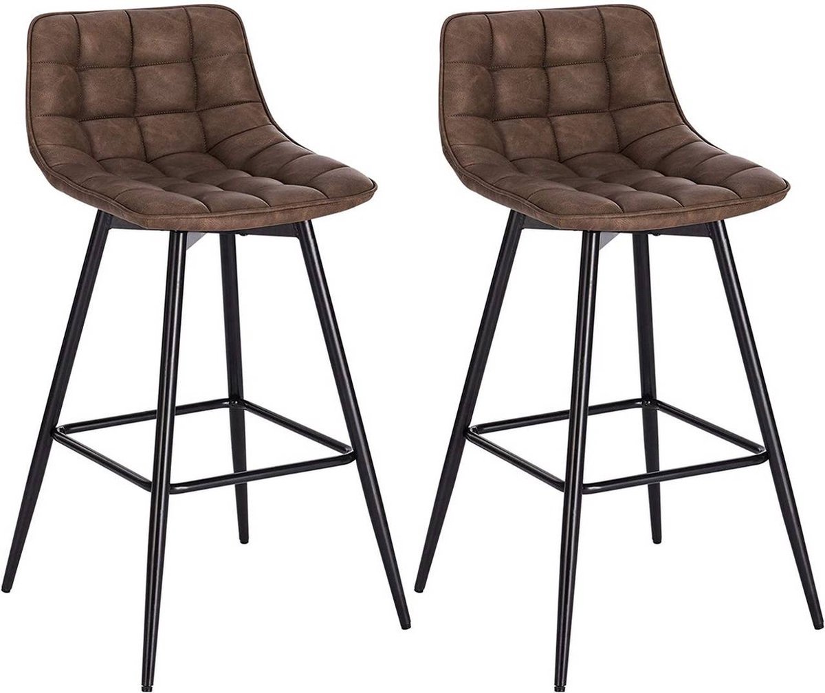 Barkrukken Set Bruin - Barkrukken set van 2, Barstoel Kruk en Barstoelen met rugleuning - Voor Eetkamer, Keuken en Woonkamer