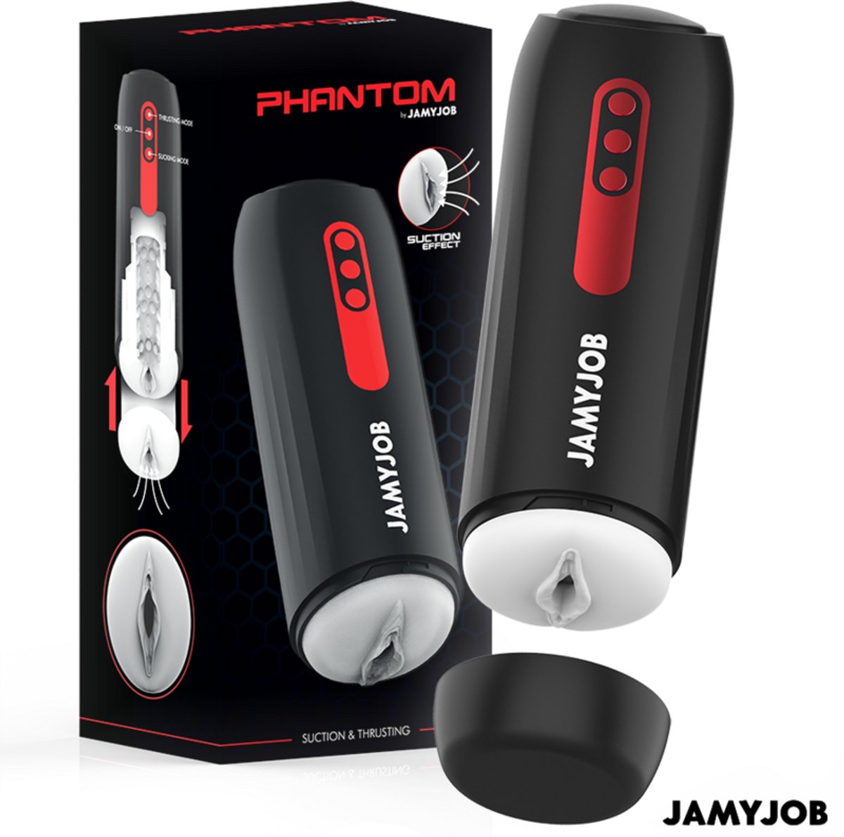 JAMYJOB - Masturbator - Automatisch met Vagina-opening - 5 Zuig en Stootstanden - Hands-Free Bediening