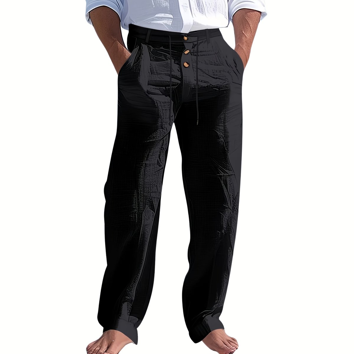 Currero Linnen Broek Heren - Zomerbroek - Volwassenen - Lange Broek - Pantalon - Strandbroek - Zomer - Ibiza Stijl - Zwart S
