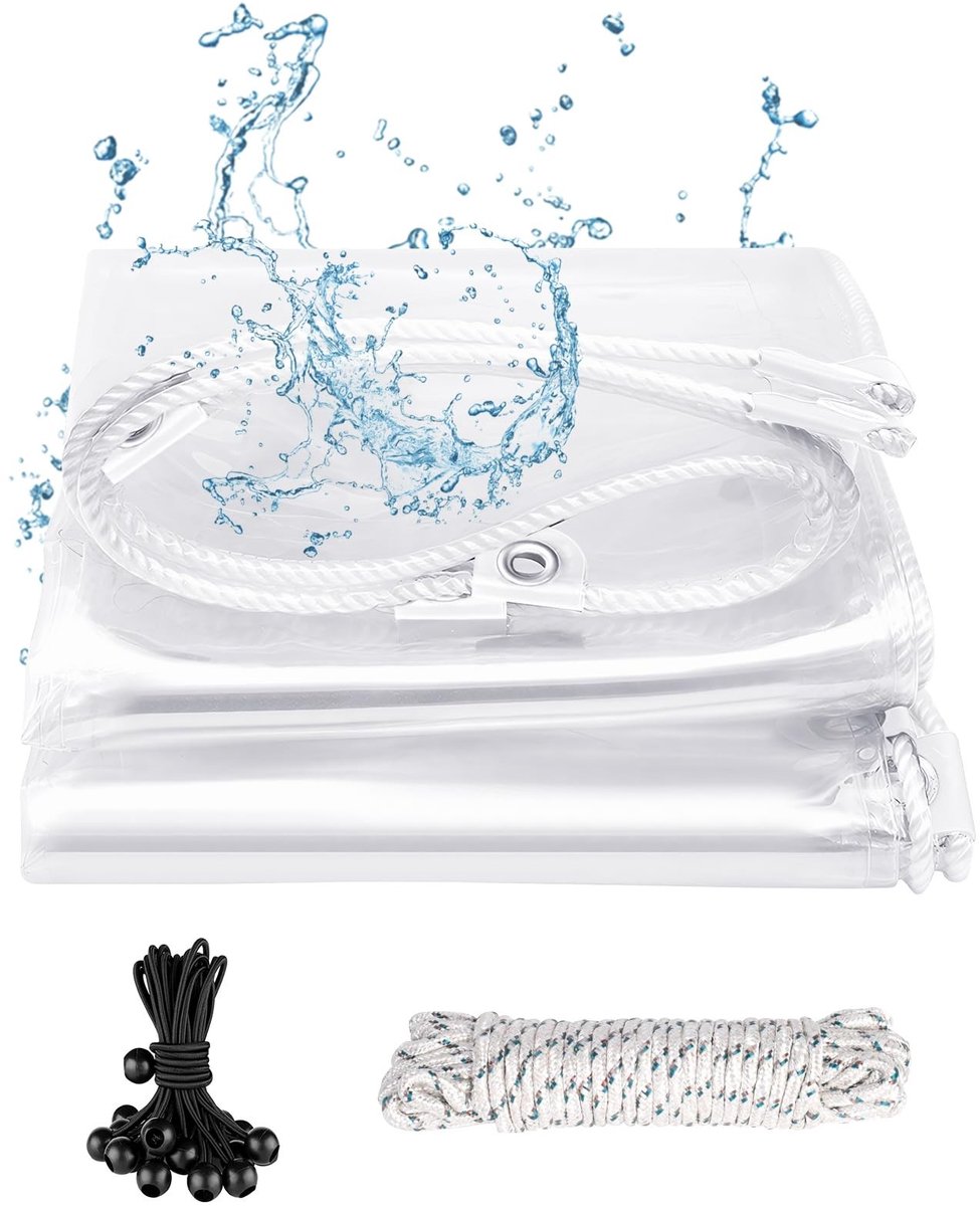Dailygoods - Transparant Zeil met Oogjes en Versterking - Waterdicht Afdekzeil 2 x 5 m voor Tuin en Broeikas