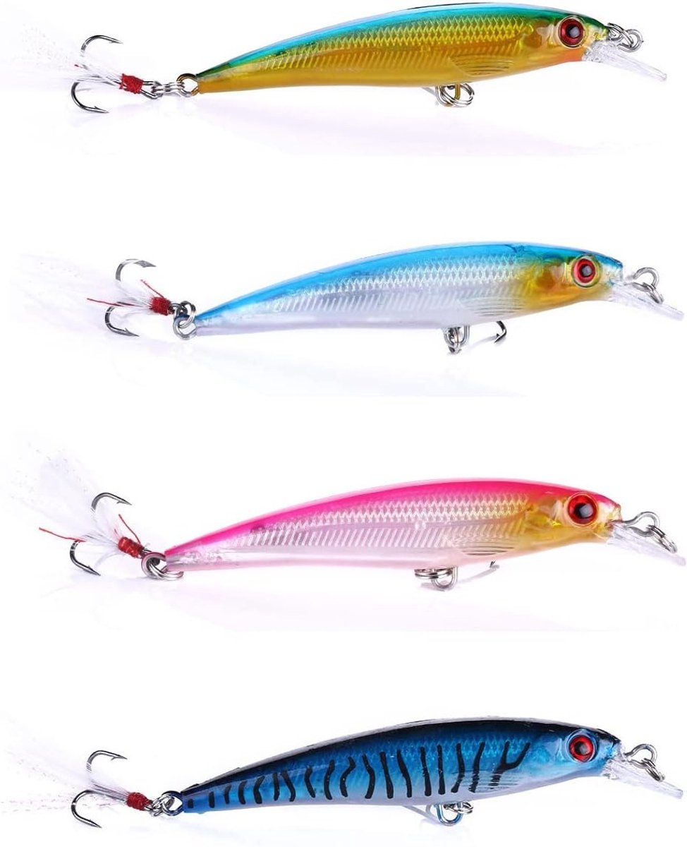 Set van 4 Vissers Spinner Lures - Perfect voor Baars, Forel en Snoek - Rubber Vissensnoepjes voor Effectieve Aasvisserij