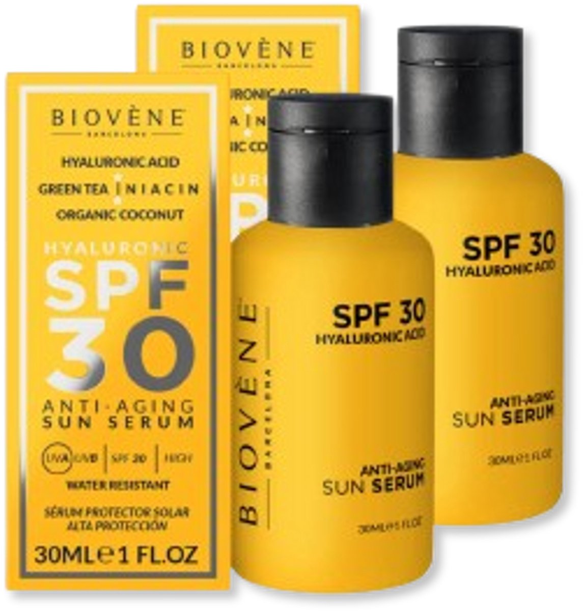 Biovene HYALURONIC Anti-Aging Sun Serum - zonnebrand anti verouderend - water resistant - SPF30 - 30ml 2 pak