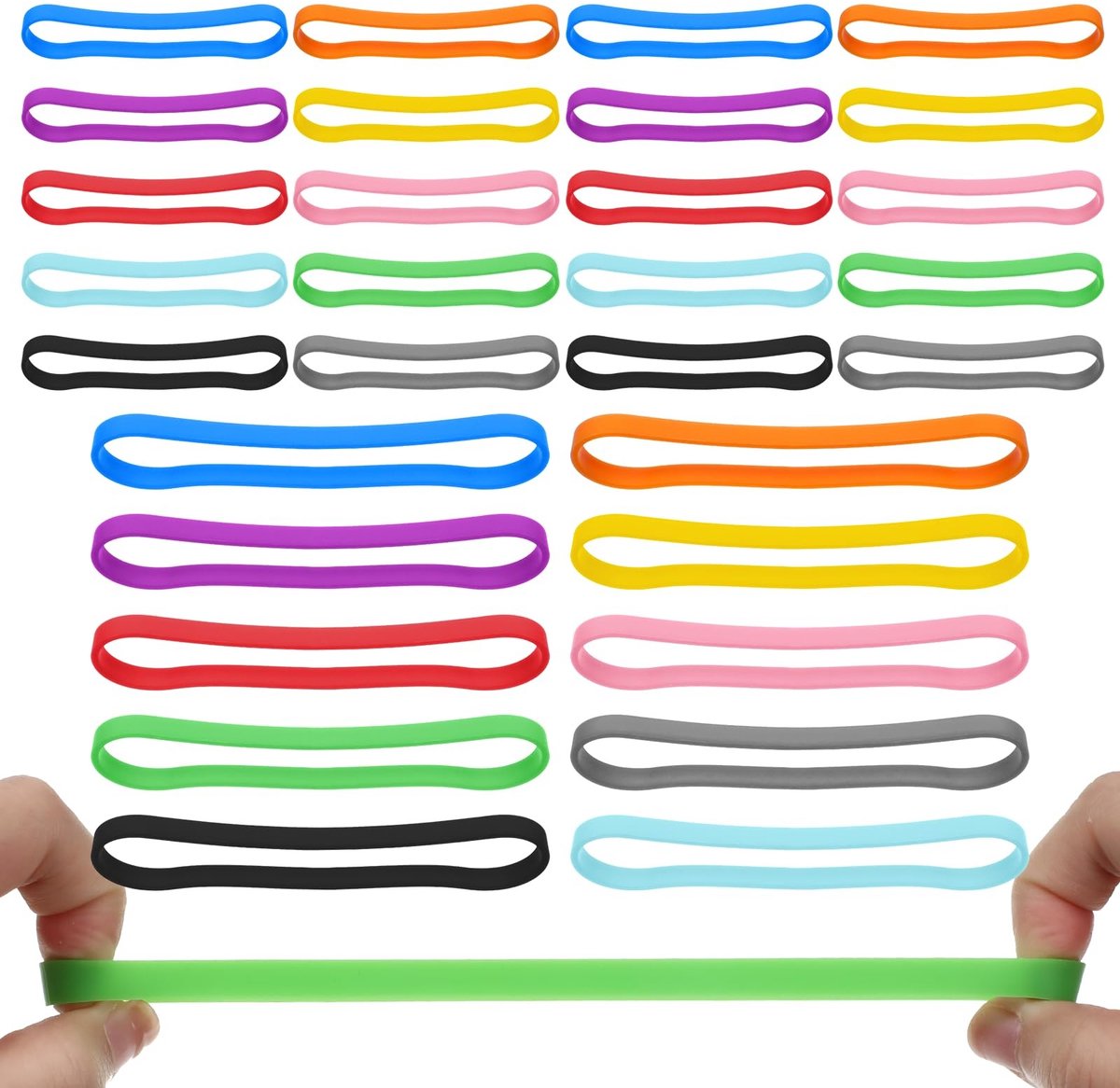 Dailygoods - 30 stuks siliconen elastiekjes voor notitieboek - Kleurrijke elastiekjes voor kantoor en thuis