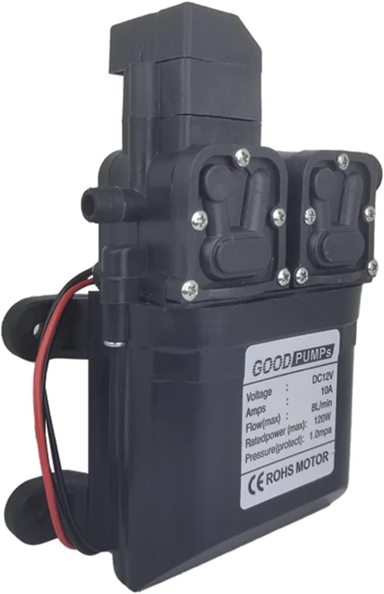 Elektrische Sproeipomp - Hogedruk Pomp - Voertuig Reinigen - Zelfaanzuigend Membraan - 12V 8L/min - Zwart