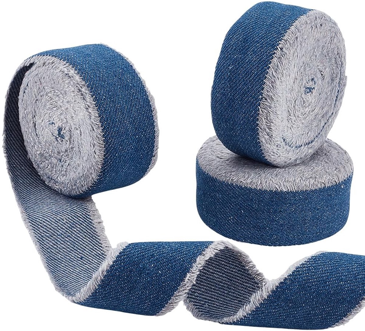 Dailygoods- Denimlint 3 Rollen - Pruisisch Blauw - 25 mm Breed - 15 meter Totaal - Handgemaakt - Geschikt voor Ambachten - Lint
