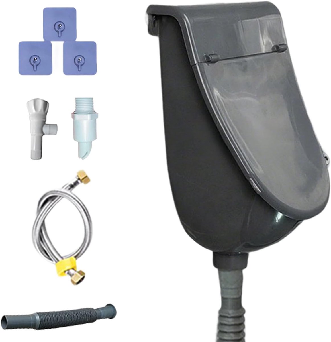 Draagbaar Urinoir - Mobiel Toilet - Reizen en Camping - Geurloze Afvoer - 28 cm Hoog - Grijs