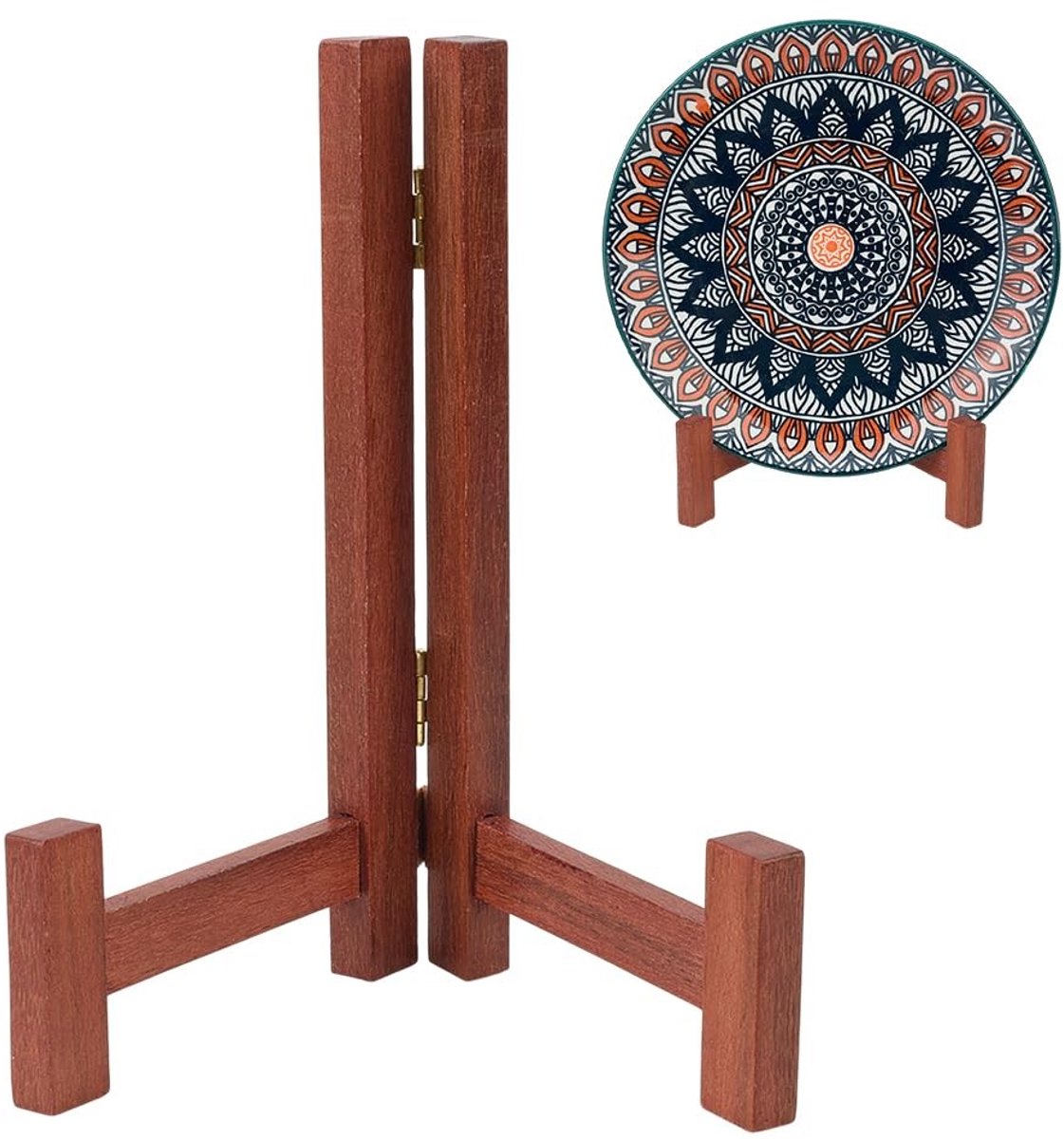 Dailygoods- Displaystandaard Houten Constructie - Opvouwbaar - Compact - Bruin - 1 Stuk - Afmetingen 9x13,2x17,5 cm - Fotolijst