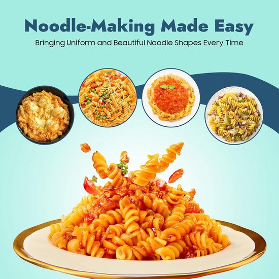Pastamaker Handmatig - Macaroni Maker - Verse Pasta Maken - Met Tafelklem - Tot 5cm Dikte - Zilver — afbeelding 5