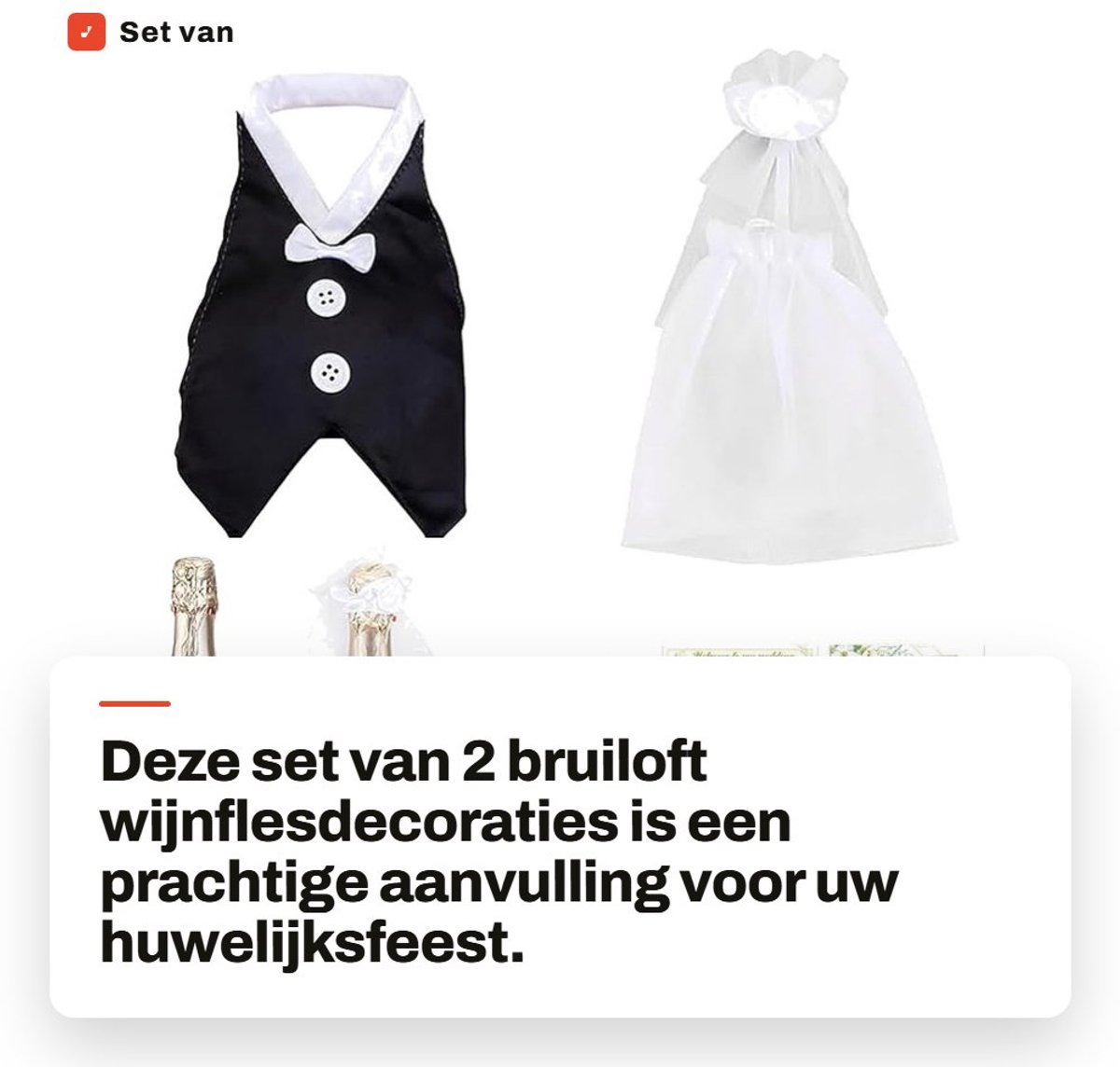 Dailygoods- Wijnflesdecoratie 2 Stuks - Bruiloft Tafeldecoratie