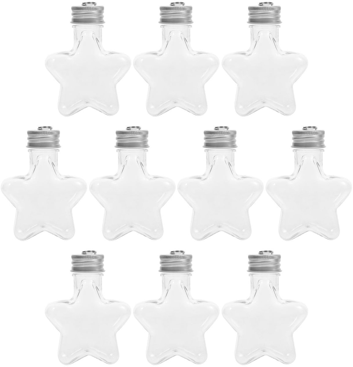 Dailygoods - 10 stuks heldere stervormige fles om te vullen met snoep, wijn, hangend deksel, navulbaar, feestdecoratie, doe-het-zelf cadeau-idee voor Kerstmis