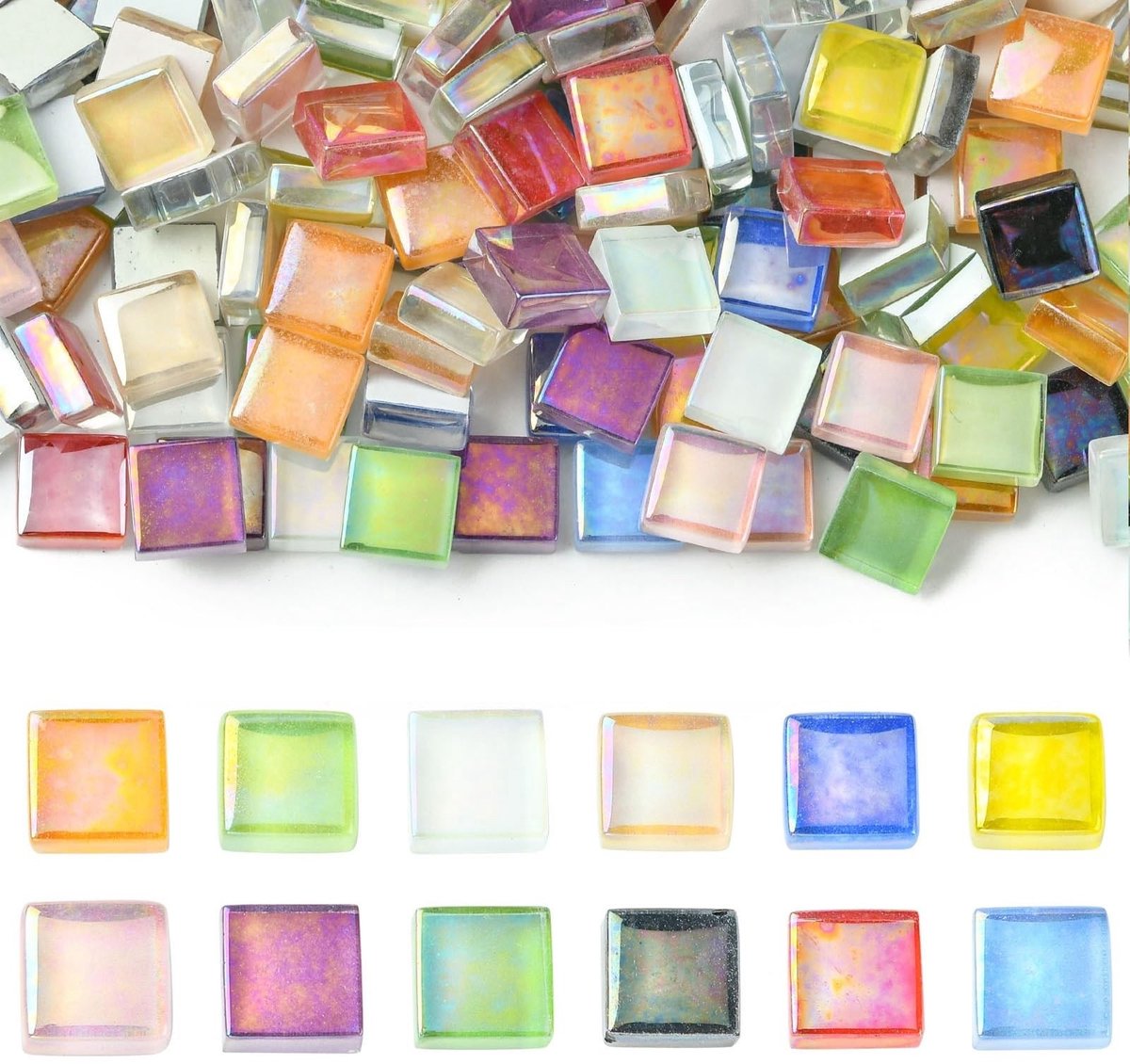 Dailygoods- Glazen Cabochons 240 Stuks - Vierkante Flatback - Kleurrijke Glas - DIY Art Ambachten - 10 mm - Lichtgewicht en Duurzaam - Decoratieve Kralen