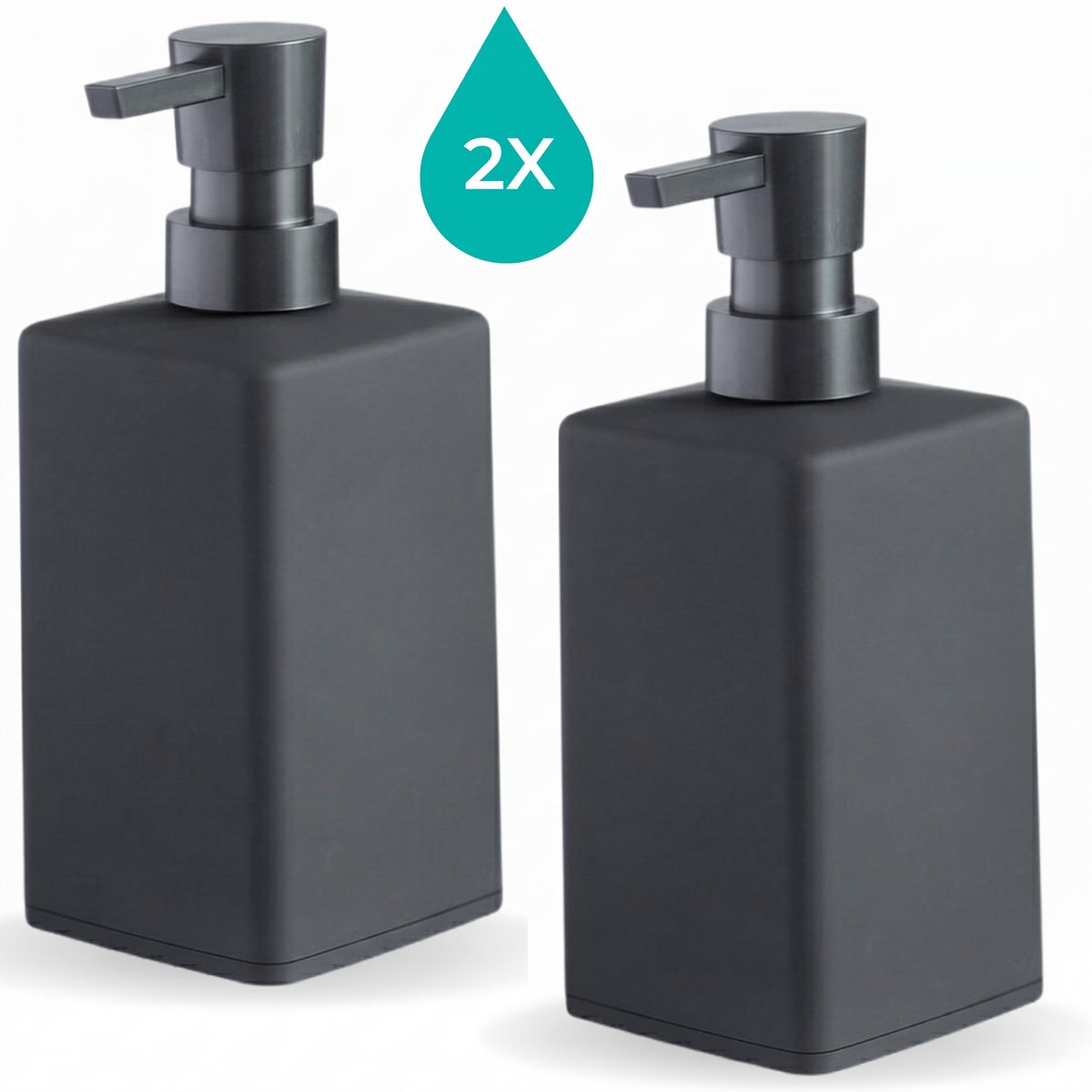 BUDDLEY Zeepdispenser - SET (2x) - Zeeppompje - Zeepdispensers - Zeeppomp - Zeeppompje vrijstaand - Handzeep - Zeepdispenser Zwart - Zeeppompje zwart - Keuken - Badkamer - Toilet - Zeep pompje- Zeeppompjes Mat Zwart