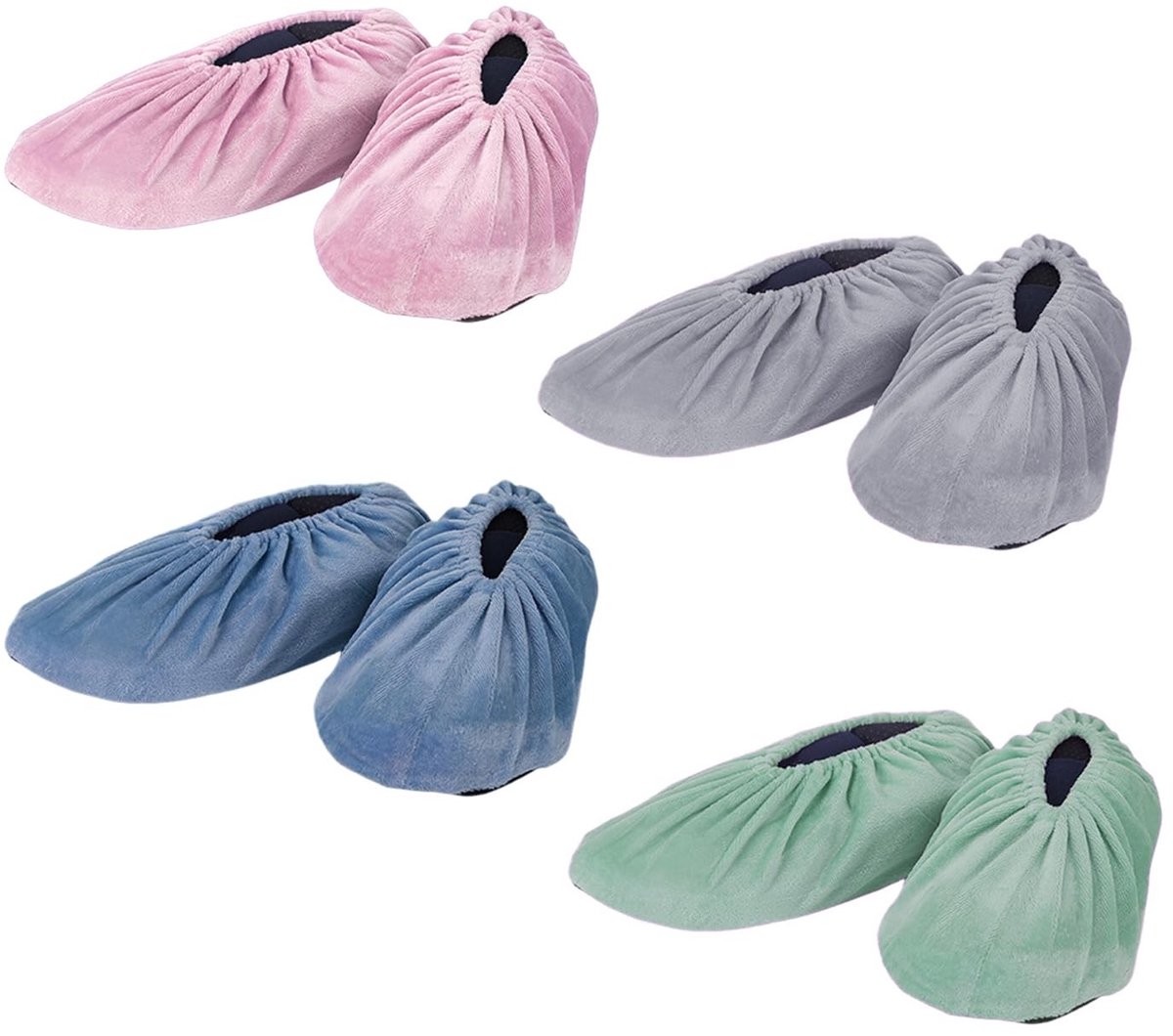 Dailygoods- Schoendeksels Waterdicht - 4 Paar Fluwelen Schoenhoezen - Antislip Bodem - Zacht en Comfortabel - Geschikt voor Thuisgebruik