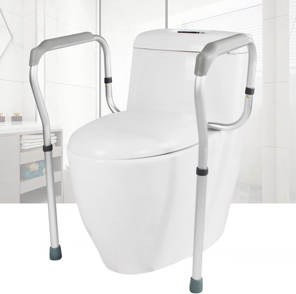 Toiletsteun - Sta-op hulp - Veilig opstaan - In hoogte verstelbaar - 65-75 cm - Zilver