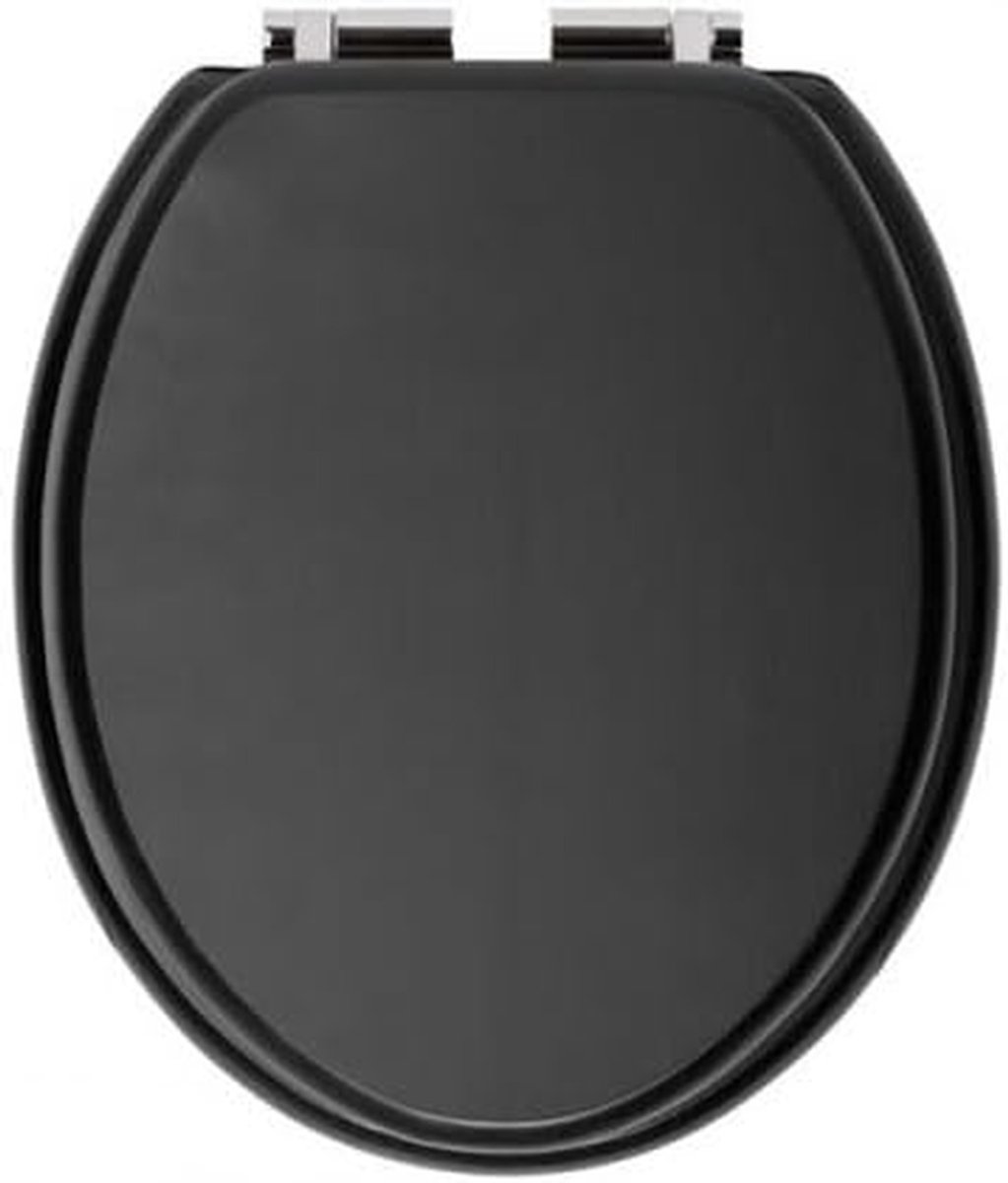 Toiletbril - WC-bril D-vorm - Badkamer vernieuwen - Soft close scharnier - 348 kg - Zwart