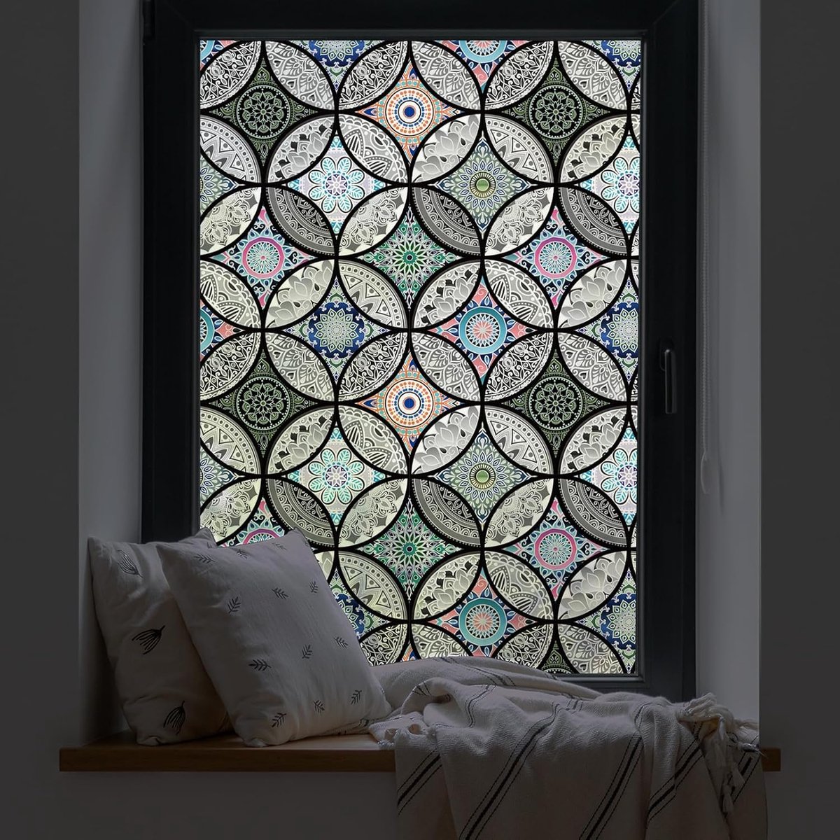 Raamfolie - Privacy Vinyl - Privacy Creëren - Lijmvrij Statisch - 44.5 x 200 cm - Zwart