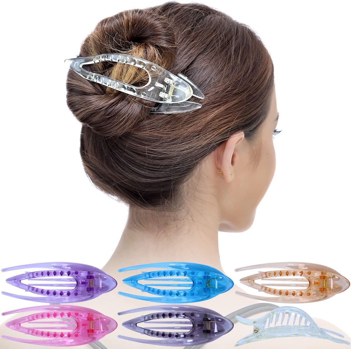 Haarclips Set - Dames Accessoires - Haar Stijlen - Sterke Grip - 6 Stuks Groot - Transparant Multicolor