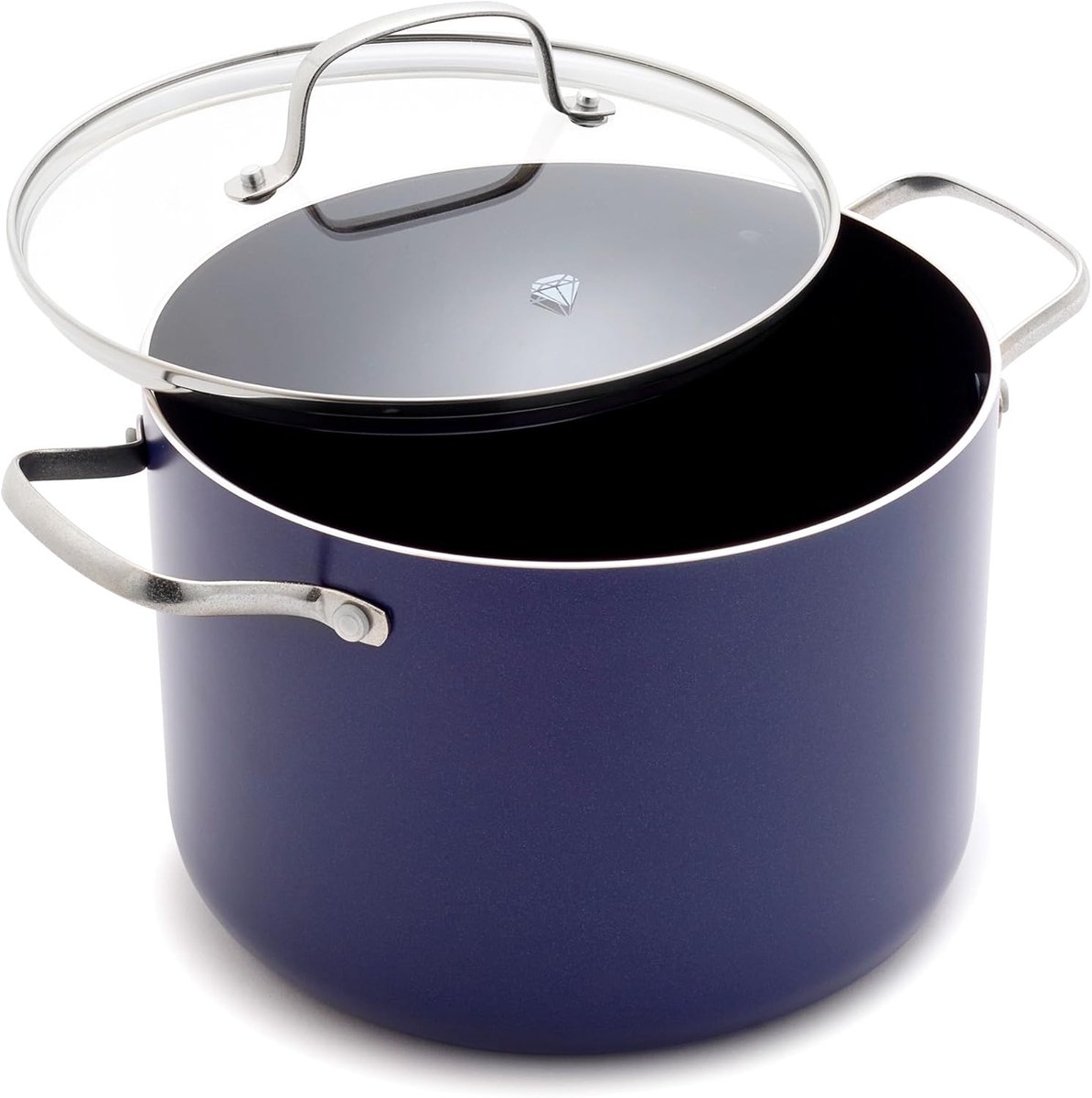 Soeppan met Deksel - Voorraadpot Kookpan - Grote Maaltijden Bereiden - Diamant Versterkte Coating - 8 Kwart - Donkerblauw