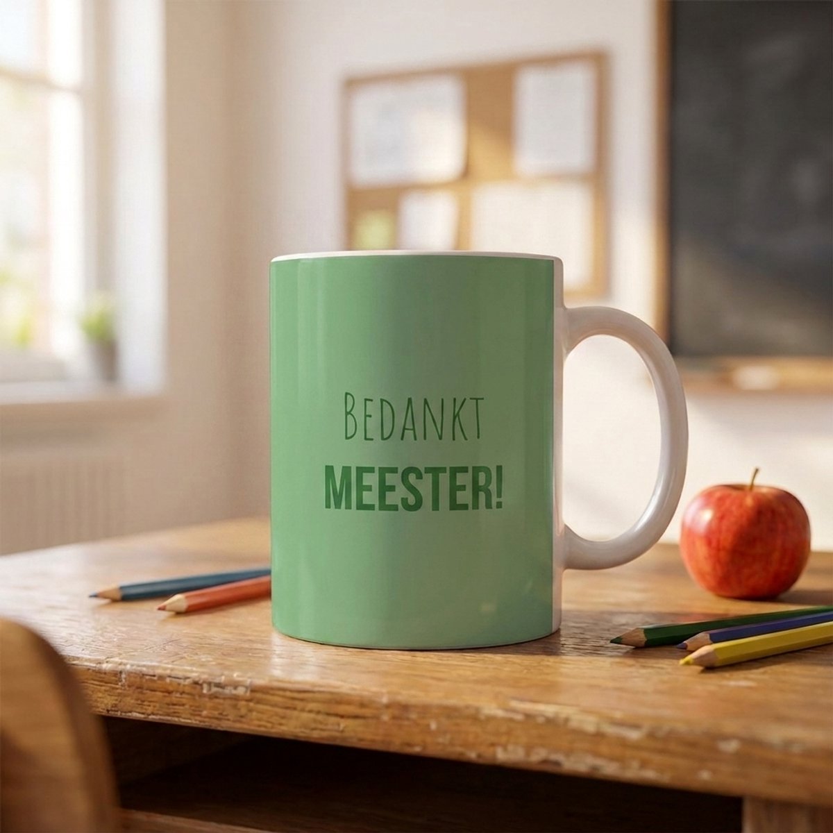 Mok met tekst | Bedankt Meester | Groen | Bedankt | Cadeau | Keramiek | 330 ML | Fotofabriek