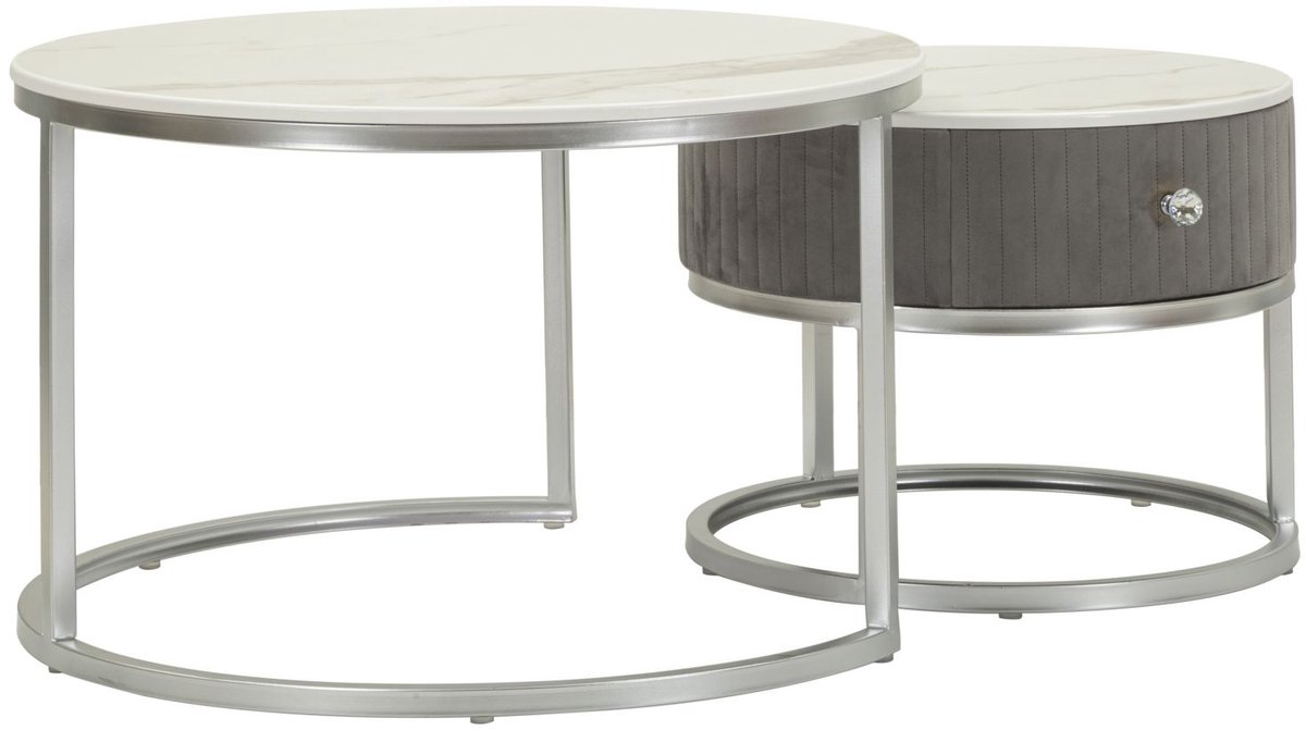 Mauro Ferretti Salontafel Coffee Tables Greys Set 2 Pcs Ø 70×45 cm Grijs