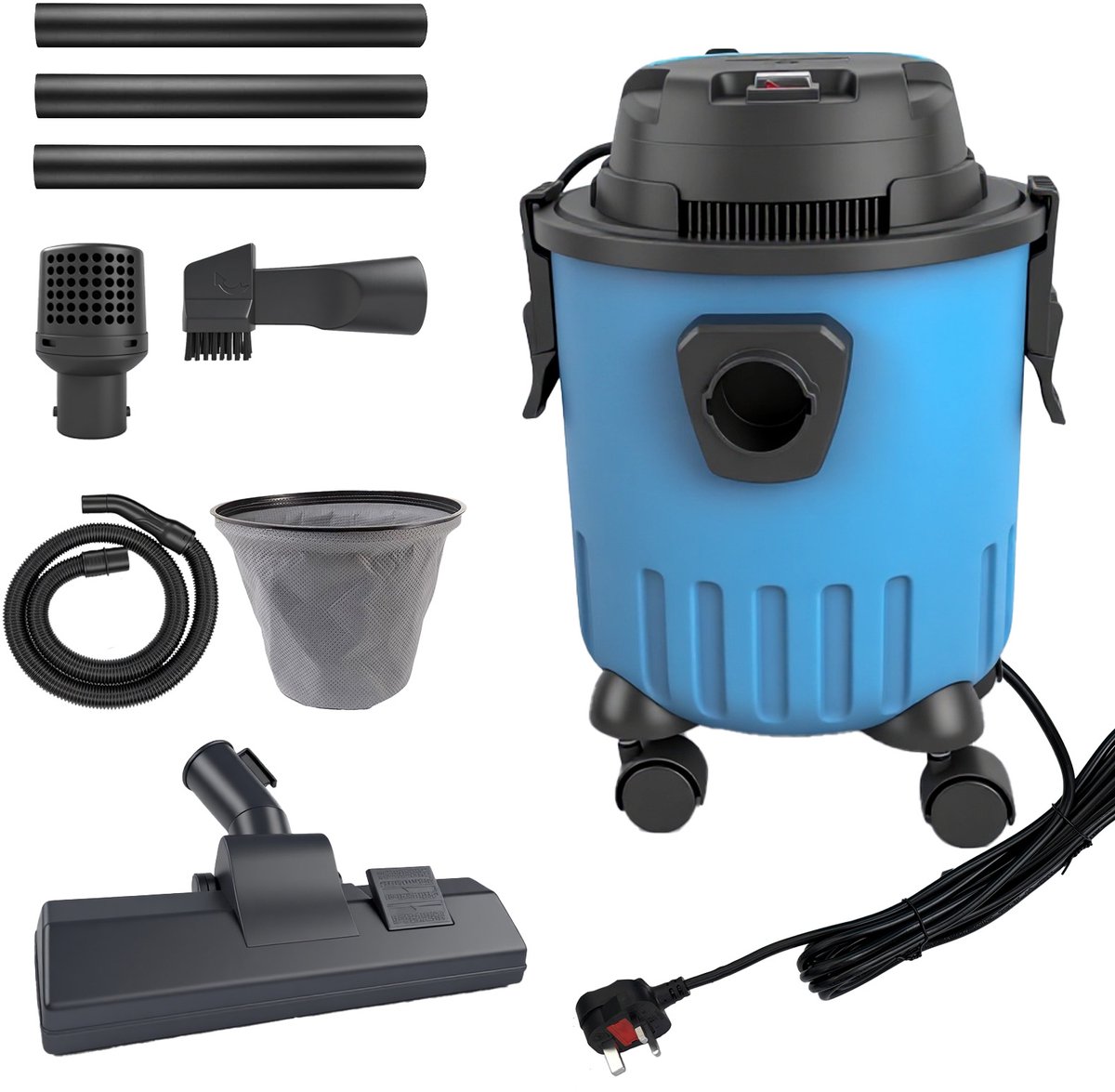 15L nat-droog stofzuiger - 3 pk krachtige motor met accessoires - Voor garage, werkplaats en auto