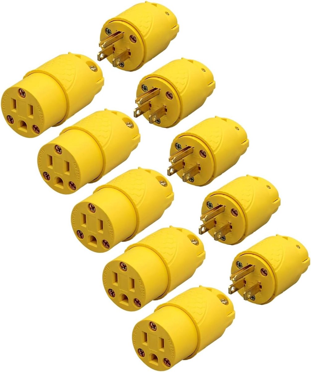 Elektrische vervanging Plug & Connector Set met Verlengsnoer - 15A 125V 2Pool 3Draad