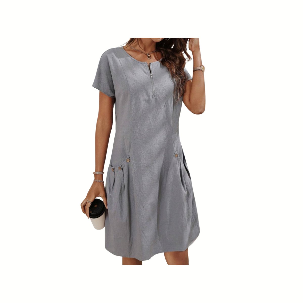 Currero Zomerjurk Dames Zomerjurken Volwassenen Vrouwen Midi Jurk Ibiza Stijl Sundress Dress Grijs