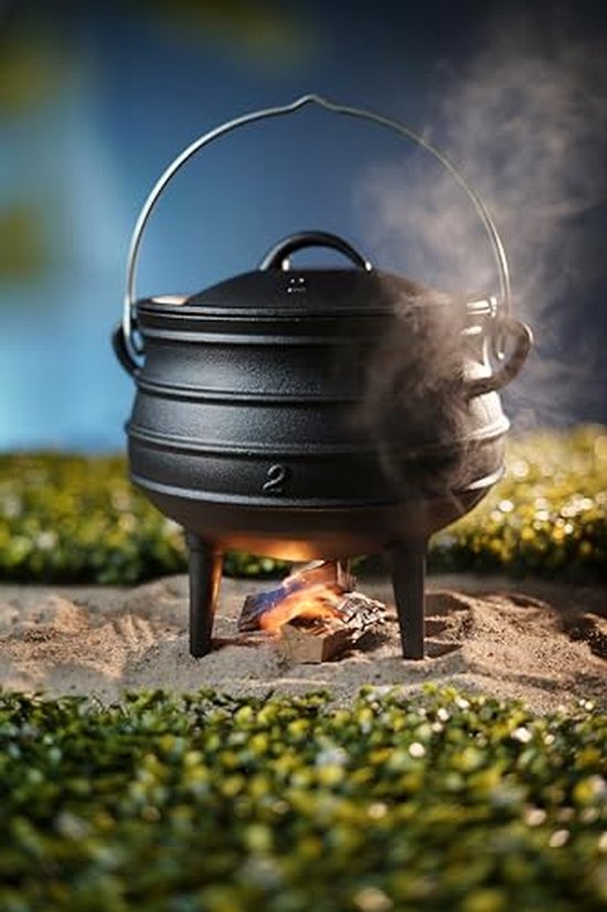 Gietijzeren Ketel - Hittebestendige Pot - Buiten Koken - Met 3 Poten - 6 Liter - Zwart — afbeelding 2