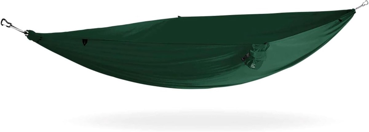 Kampeerhangmat - Single hangmat - Ontspannen buiten - Gemaakt van gerecycled materiaal - 254 cm lengte - Groen
