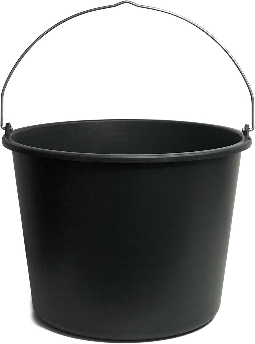 Bouwemmer Kunststof - Werkemmer Mortelbak - Bouw Werkzaamheden - Versterkte Rand Stabiele Bodem - 20 Liter Capaciteit - Grijs