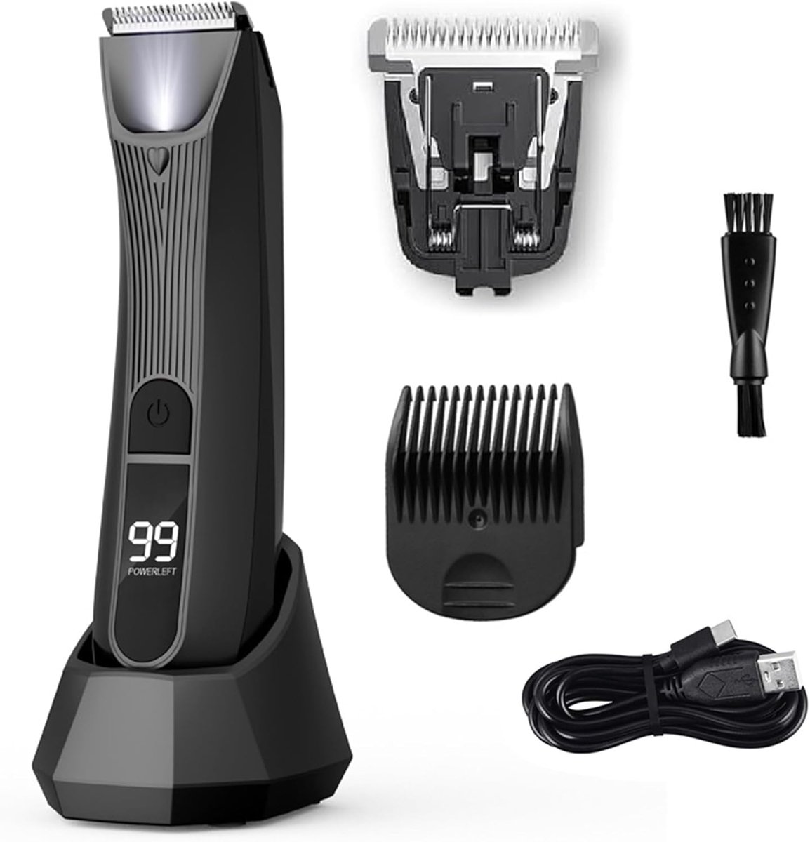 Elektrische Trimmer - Lichaamshaar Scheerapparaat - Persoonlijke Verzorging - Geïntegreerd LED Licht - IPX7 Waterdicht - Zwart
