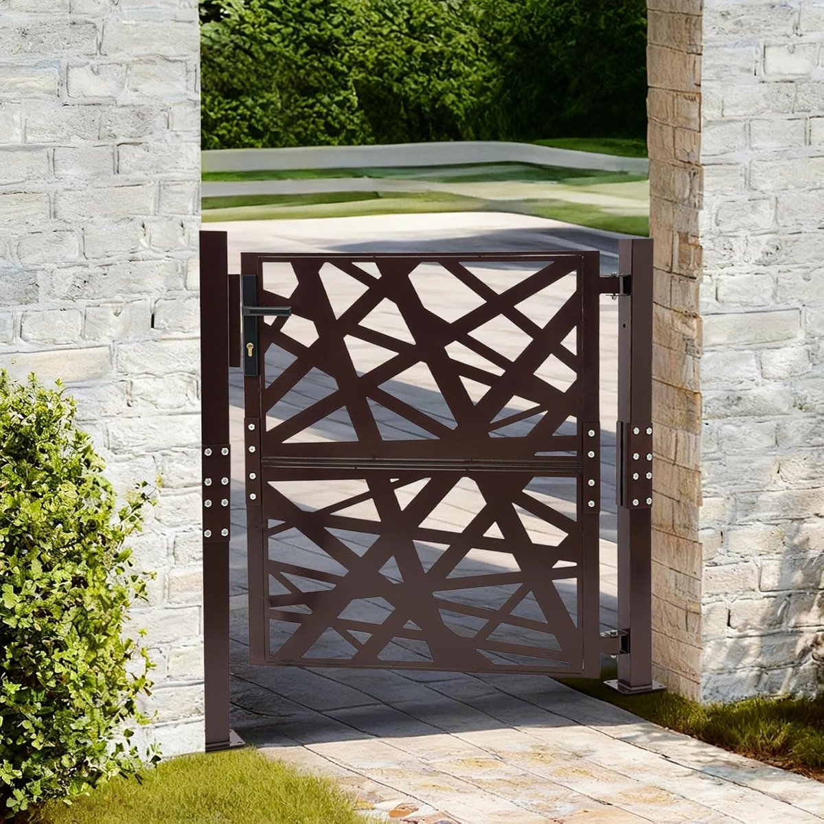 Tuinpoort - Hekwerk Deur - Veilige Afscheiding - Roestbestendig Staal - 105 x 100 cm - Bru