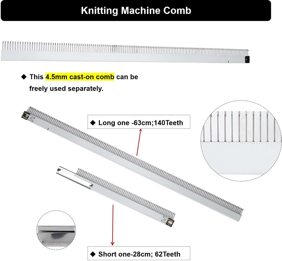 Dailygoods- Opzetkam 36,1 inch - Breimachinekam - Accessoire voor Breimachine - Metaal - Efficiënt Werken - Geschikt voor KH821/KH831/KH851/KH860/KH880/KH868/KH892