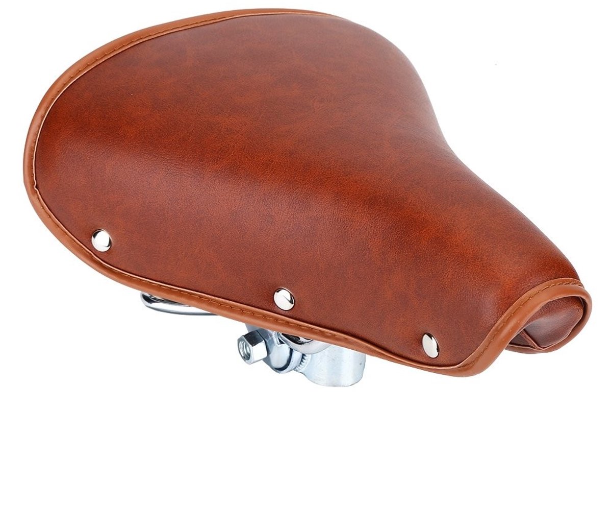 Dailygoods- Fietszadel Universeel Comfortabel - Bruin PU-leer - Schokbestendig - Ergonomisch Ontwerp - Klinknagels - Afmetingen 25x20cm - Fietsstoel