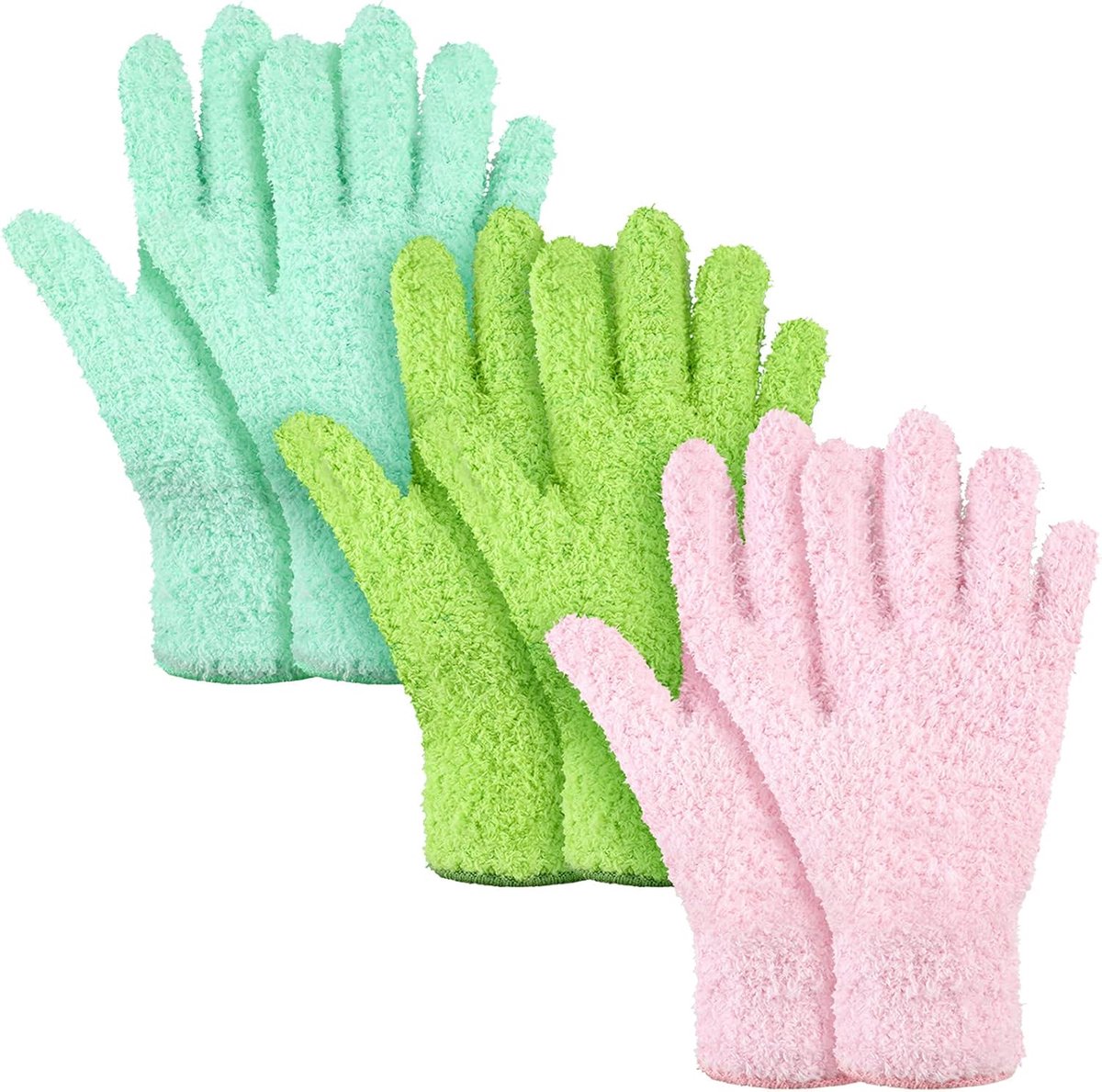 YAGXIG 3-paar handschoenen - Winterreinigingshandschoenen - Microvezelhandschoenen - Stofhandschoenen - Reinigingshandschoenen - Geschikt voor het reinigen van auto's en meubels