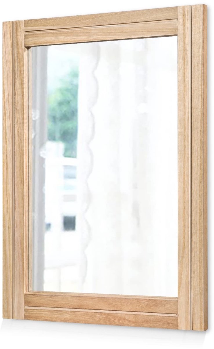 Dailygoods- Spiegel Rustiek Rechthoekig - Wandspiegel - Houten Frame - Stevig en Duurzaam - Vintage Ontwerp - Eenvoudig te Installeren